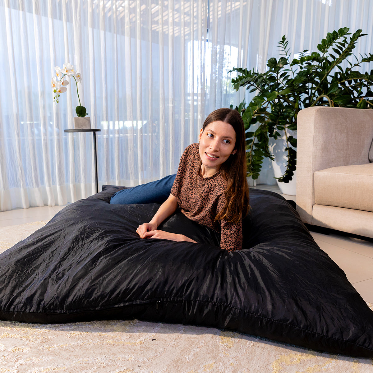 Puff 2 en 1 con Cama Matrimonial