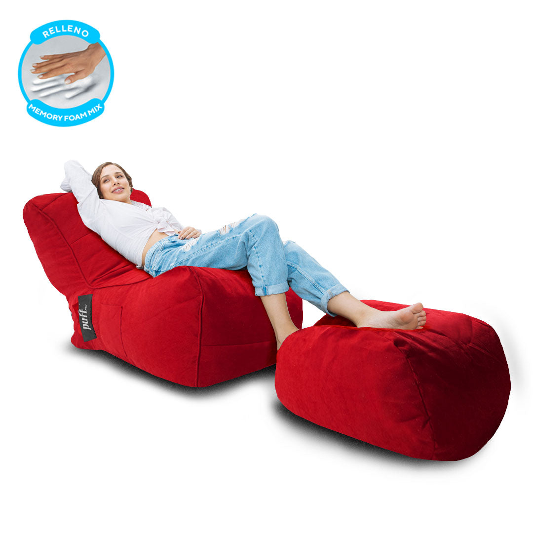 Sillón Puff Lounge Individual con Taburete para Pies