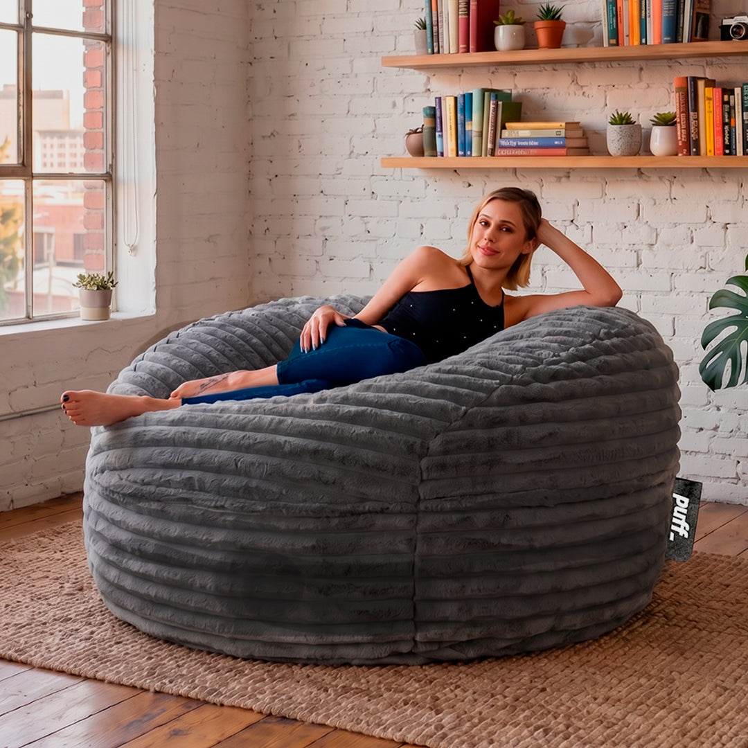 Puff Con Cama Tela Peluche Con Cojín