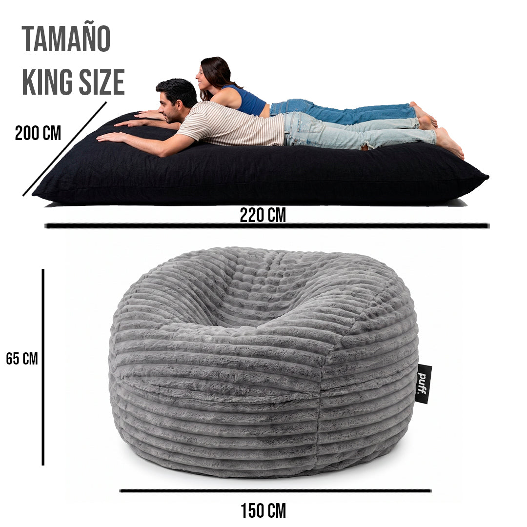 Puff Con Cama Tela Peluche Con Cojín