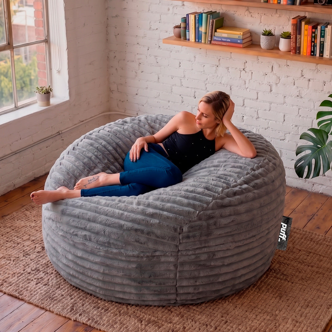 Puff Con Cama Tela Peluche Con Cojín