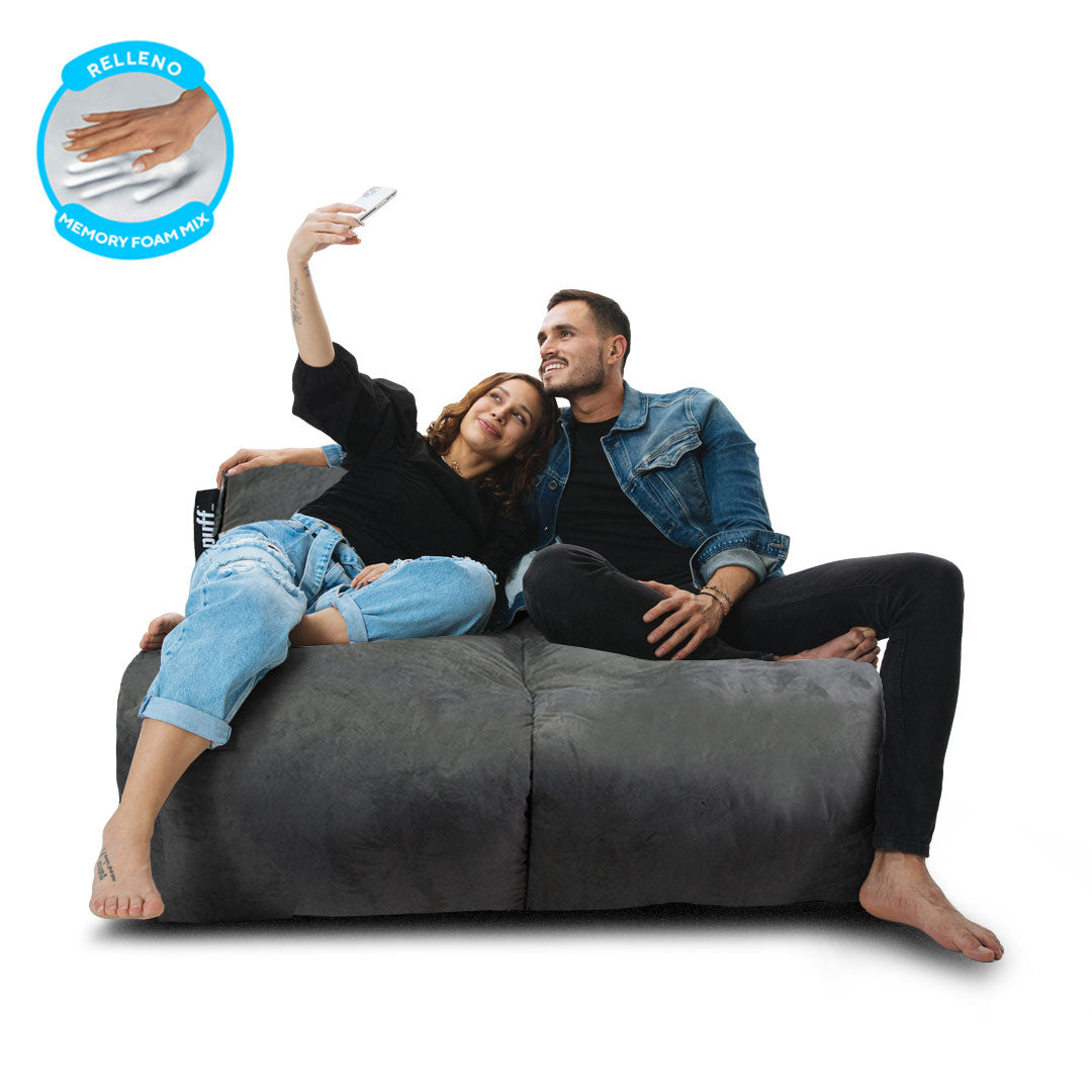 Puff Love Lounge Gris Oscuro Foam Mix Gamuza