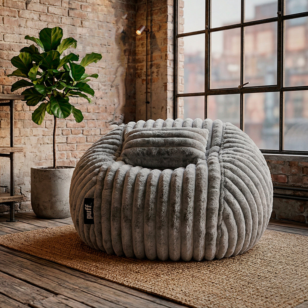 Puff Con Cama Tela Peluche Con Cojín