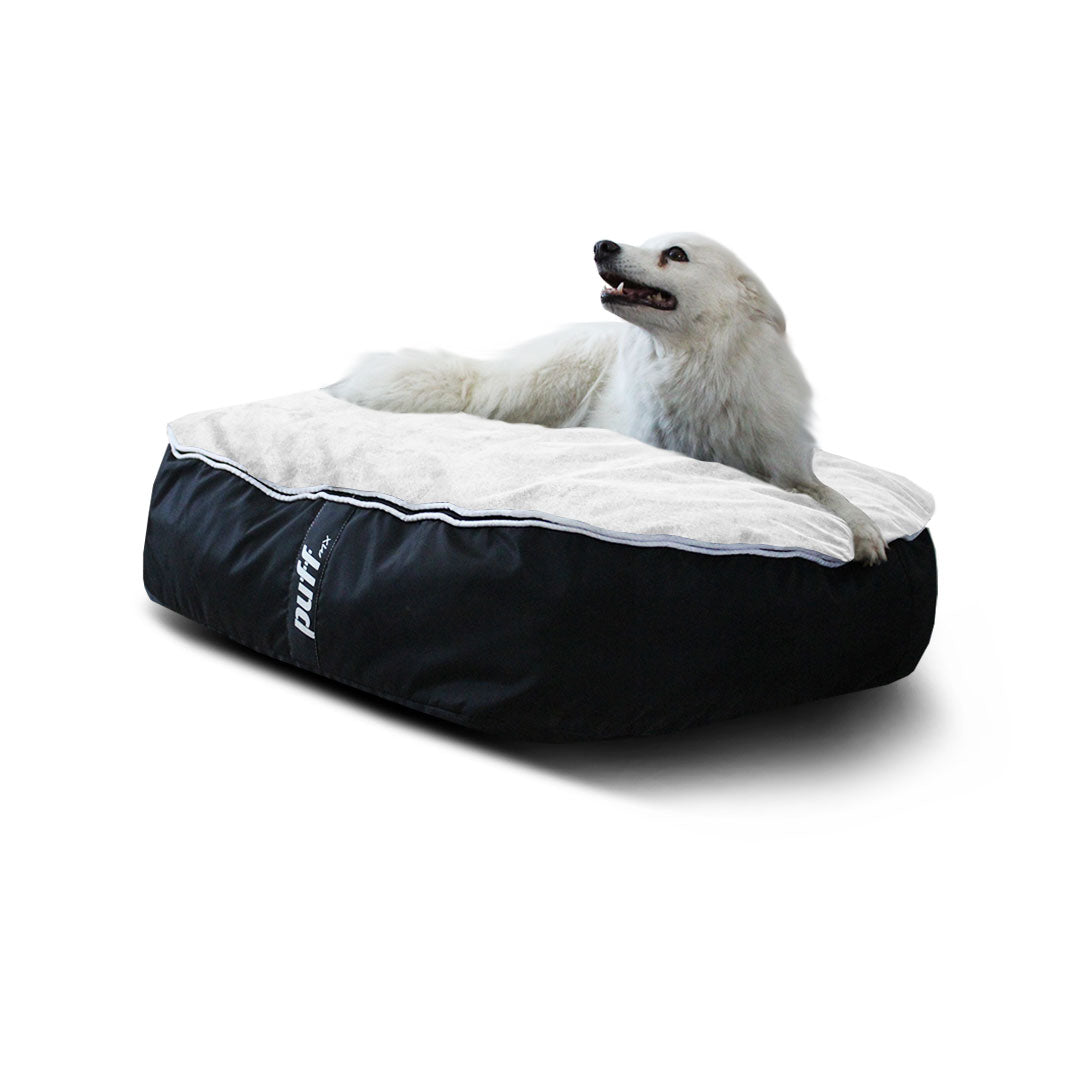 Pet Puff Mediano Nylon Gamuza Negro Blanco