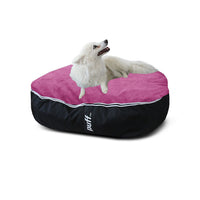 Pet Puff Mediano Nylon Gamuza Negro Fucsia