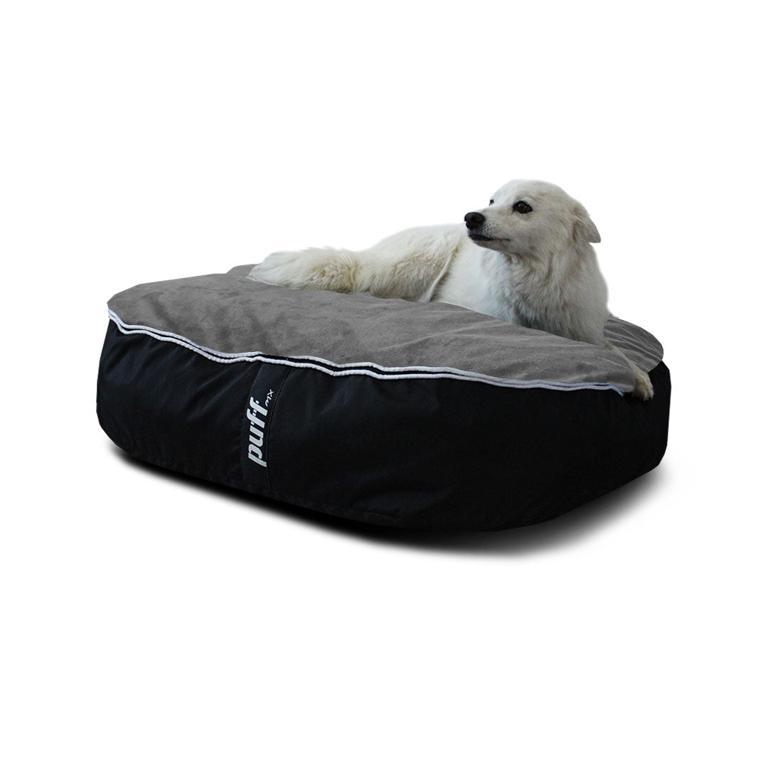 Pet Puff Mediano Nylon Gamuza Negro Gris Oxford