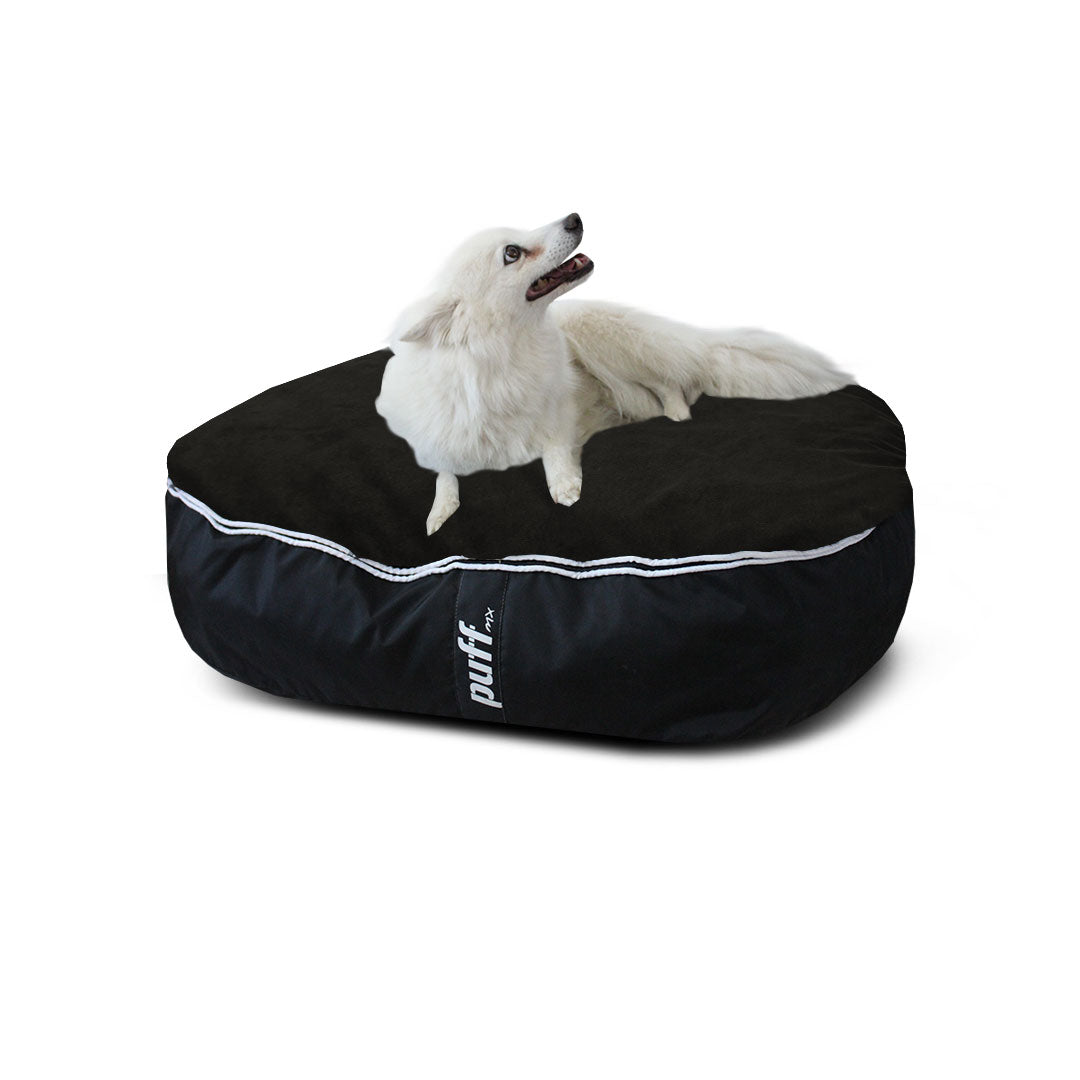 Pet Puff Mediano Nylon Gamuza Negro Negro Hule Espuma