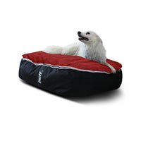 Pet Puff Mediano Nylon Gamuza Negro Rojo