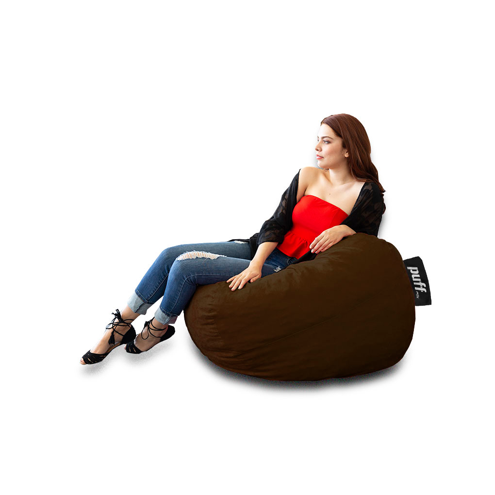 Puff 2 en 1 con Cama Individual Chocolate Hule Espuma Gamuza