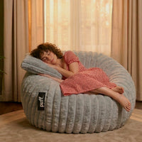 Puff Con Cama Tela Peluche Con Cojín