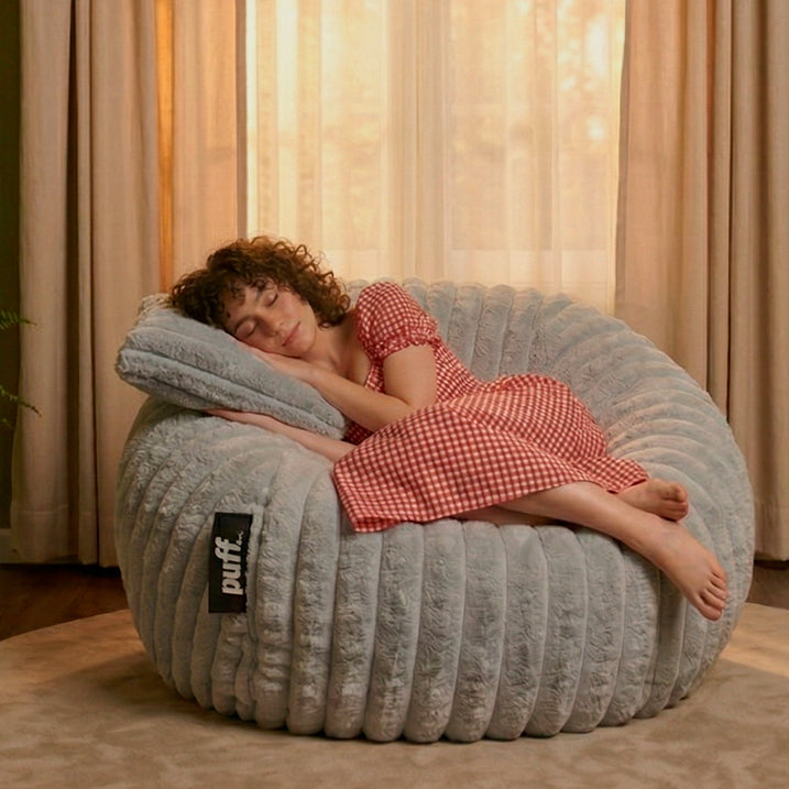 Puff Con Cama Tela Peluche Con Cojín