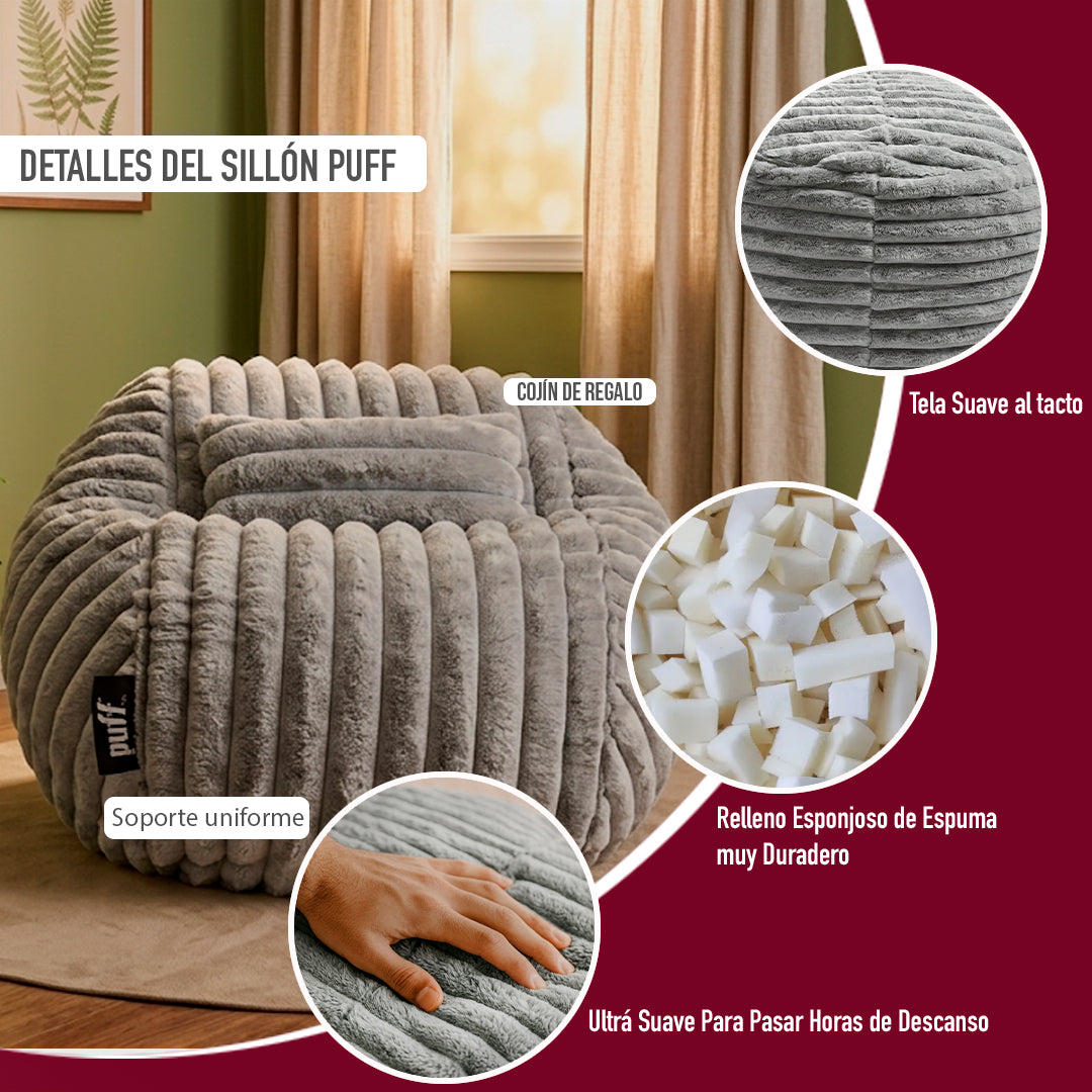 Puff Con Cama Tela Peluche Con Cojín