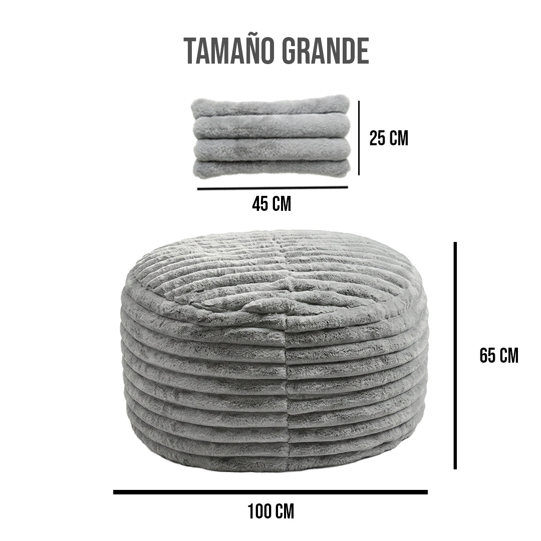 Puff Con Cama Tela Peluche Con Cojín