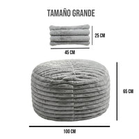 Puff Con Cama Tela Peluche Con Cojín