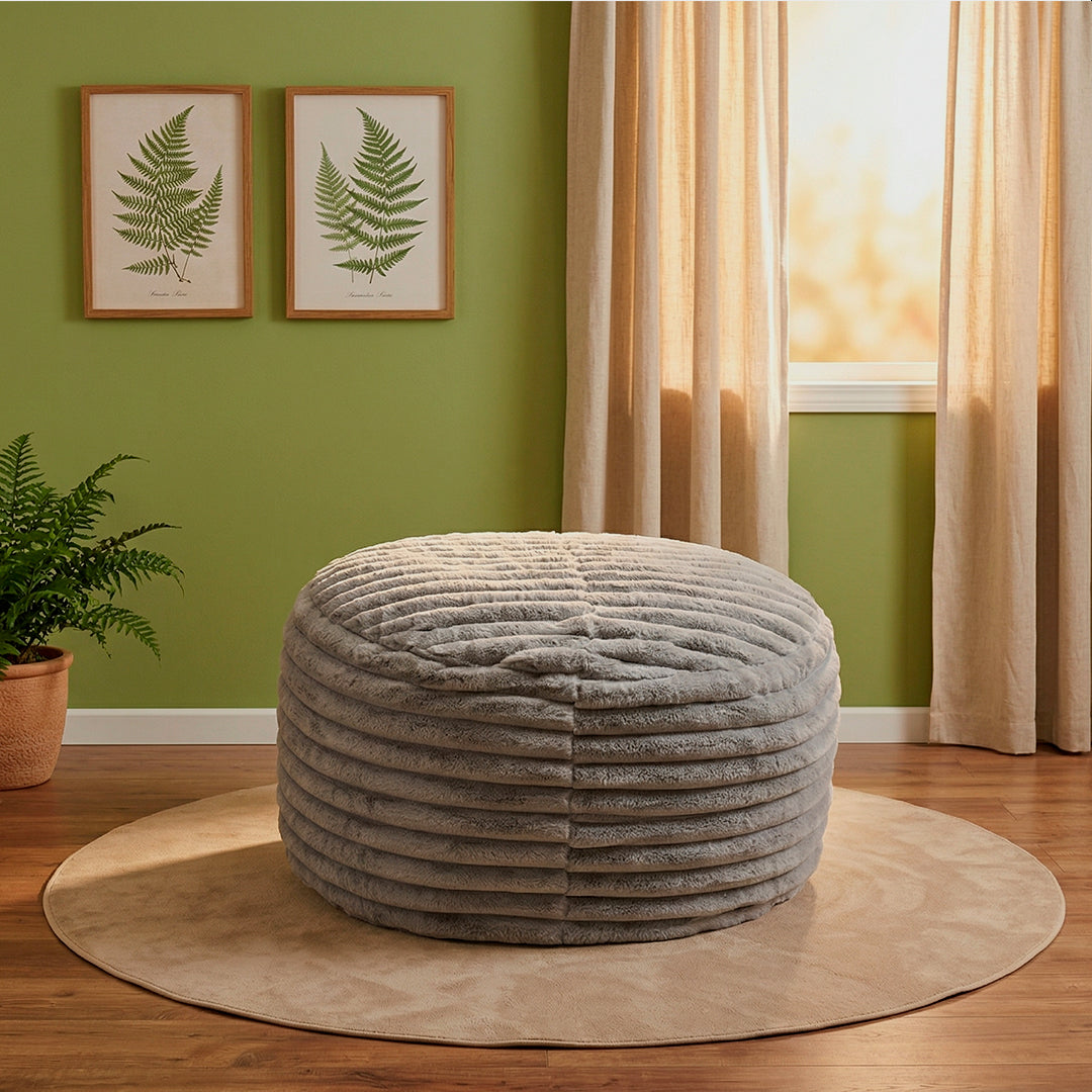 Puff Con Cama Tela Peluche Con Cojín