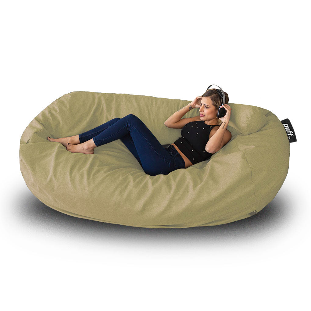 Puff 2 en 1 con Cama King Size Arena Hule Espuma Mezclilla