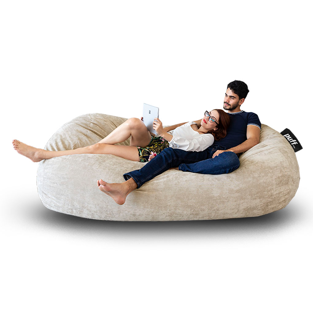 Puff 2 en 1 con Cama King Size Arena Hule Espuma Velvet