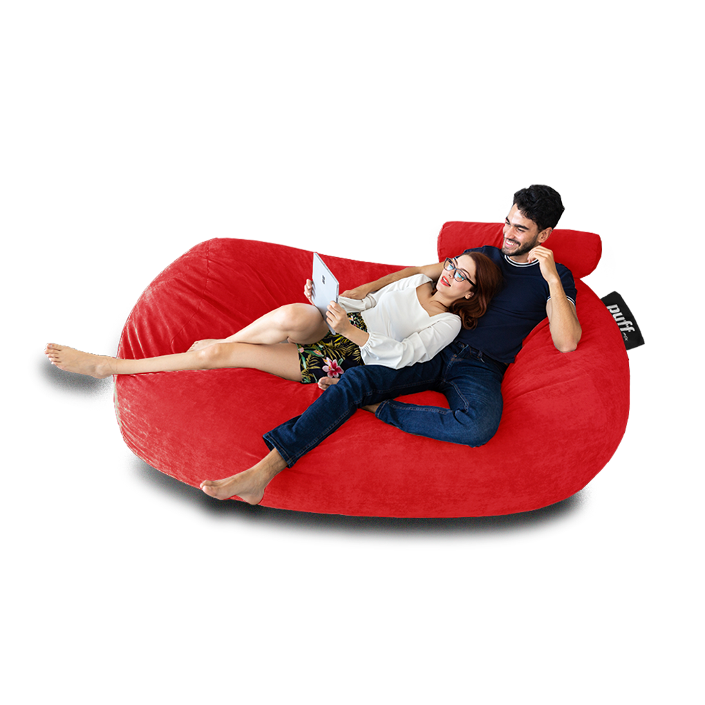 Puff 2 en 1 con Cama King Size Rojo Hule Espuma Velvet