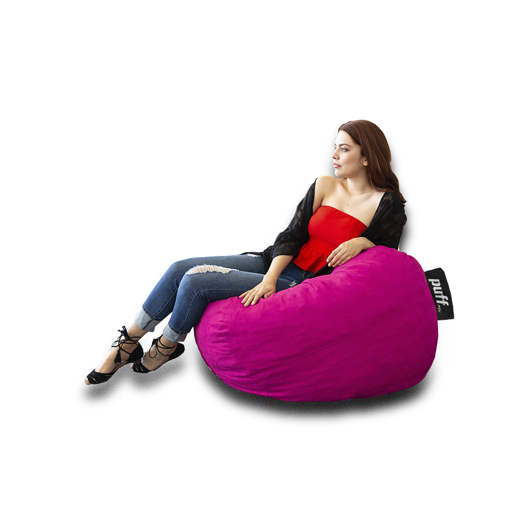 Puff 2 en 1 con Cama Individual Fucsia Hule Espuma Gamuza