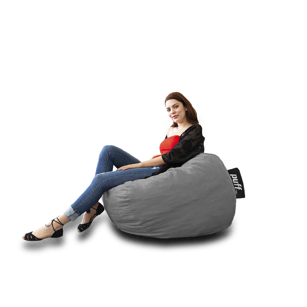 Puff 2 en 1 con Cama Individual Gris Claro Hule Espuma Gamuza