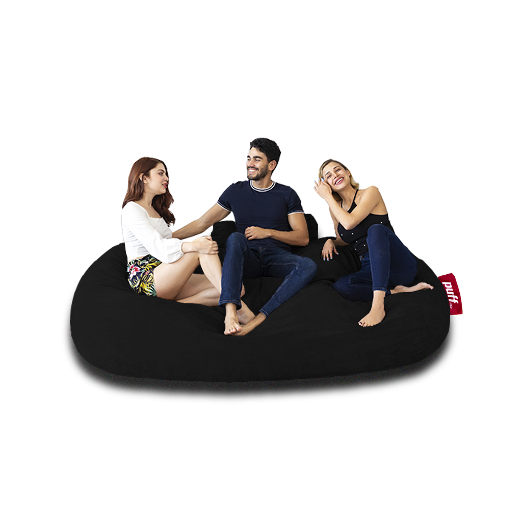 Puff 2 en 1 con Cama King Size Negro Hule Espuma