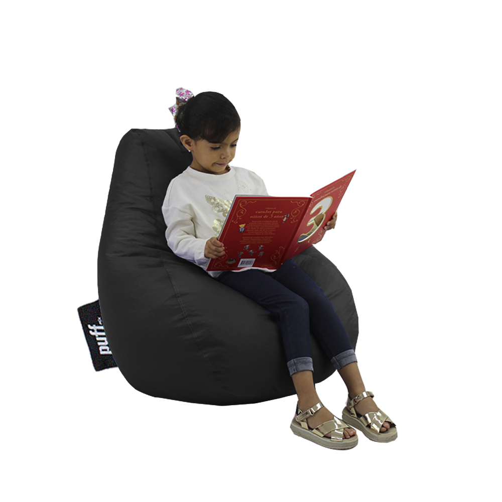 Puff Pera Kids Negro Perla de Unicel Nylon