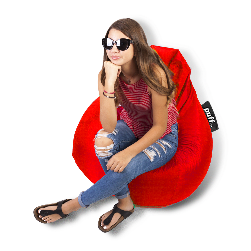 Puff Pera Rojo Perla de Unicel Nylon