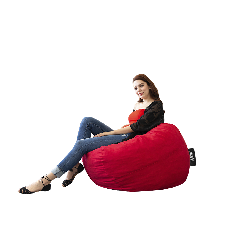 Puff 2 en 1 con Cama Individual Rojo Hule Espuma Gamuza
