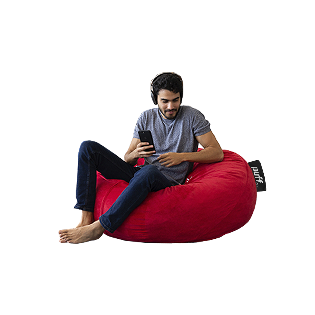 Puff 2 en 1 con Cama Matrimonial Rojo Hule Espuma